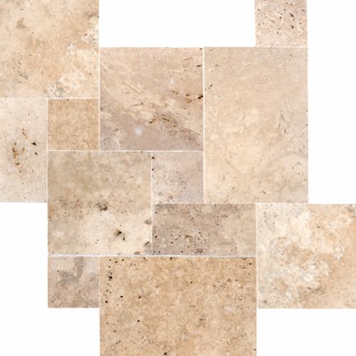 Classic Commercial																							 French Pattern Tumbled Travertine and Marble Antique Collection																					