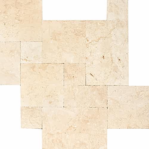 Crema Nouva																							 French Pattern Tumbled Travertine and Marble Antique Collection																					
