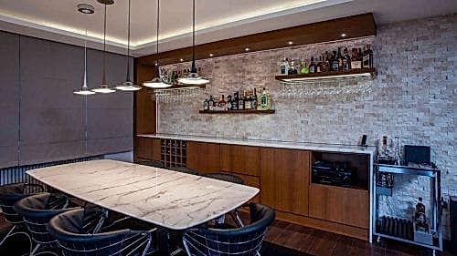 Contemporary&nbsp;Residence																						 Residence Bathroom Kitchen Flooring Table Fireplace								 Calacatta Oro TEM 147 Affumicato Crema Extra							
														