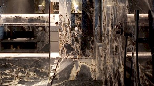 Modern Villa																						 House Bathroom Flooring								 Blue Galaxy							
														