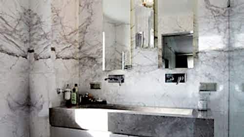 Chic Villa																						 House Bathroom Flooring Table								 Calacatta Lucina Affumicato Stone Wood Perla Brown							
														